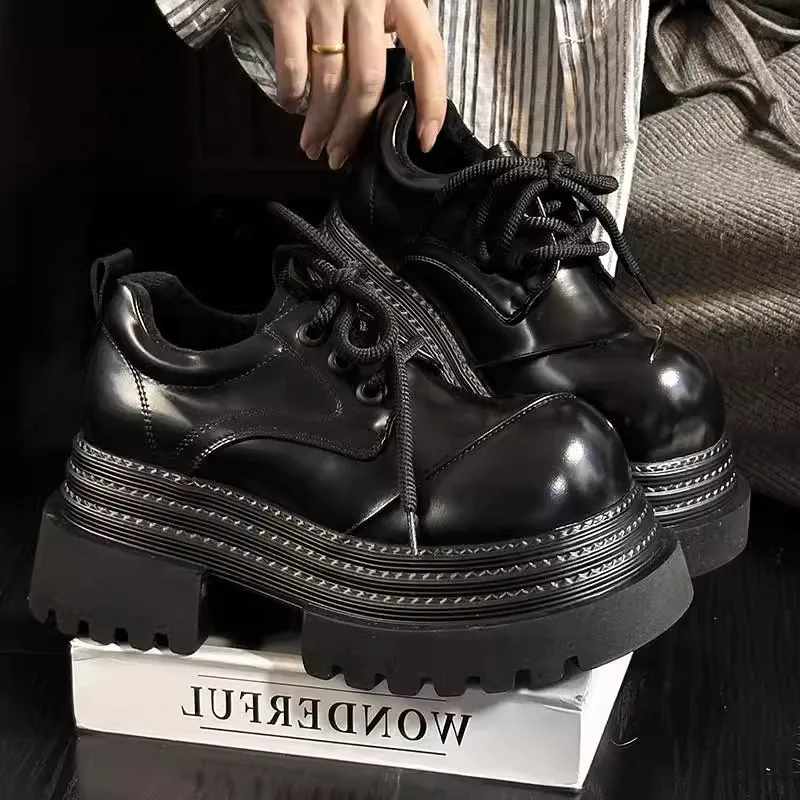 女性レトロローファー 2025 春の新高級ブランド増加厚底レ - Leather Work Oxfords のレビューと価格
