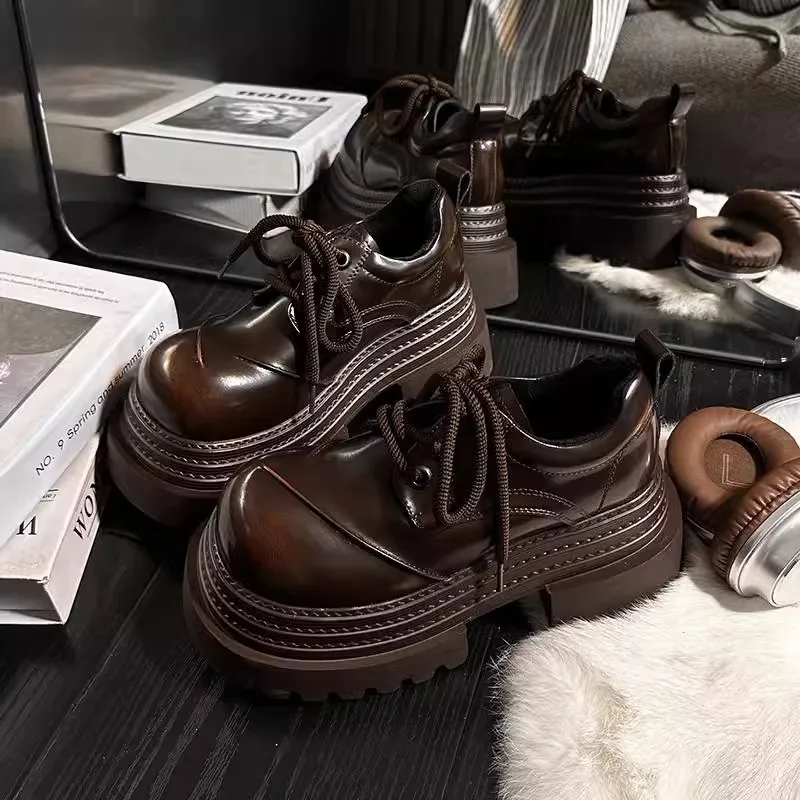 女性レトロローファー 2025 春の新高級ブランド増加厚底レ - Leather Work Oxfords のレビューと価格