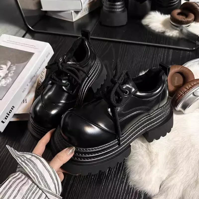 女性レトロローファー 2025 春の新高級ブランド増加厚底レ - Leather Work Oxfords のレビューと価格