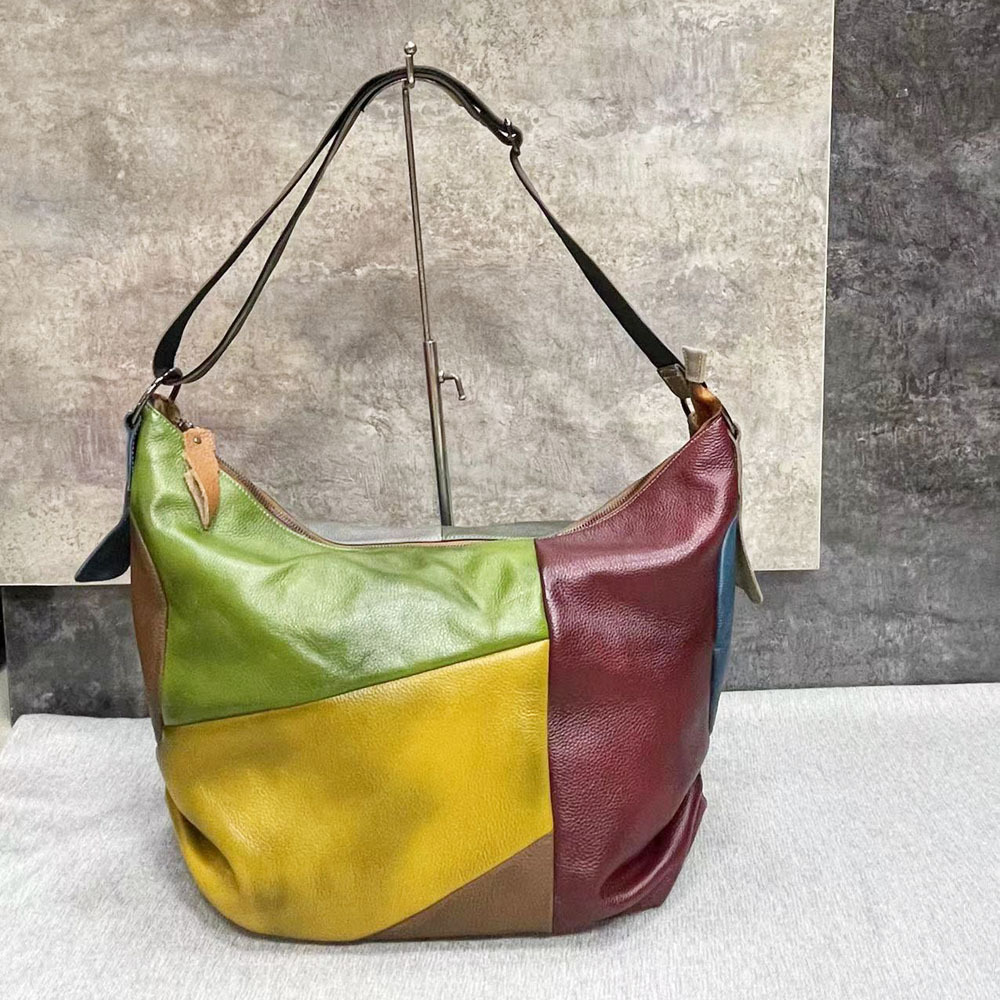 女性のための特大の本革のパッチワークバッグ,ホボタ,ショルダ - Leather Work Bag Laptop のレビューと価格