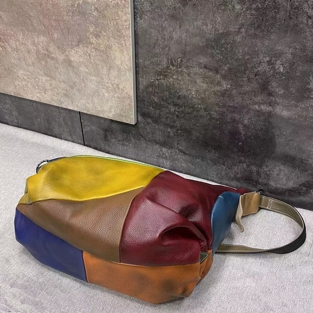 女性のための特大の本革のパッチワークバッグ,ホボタ,ショルダ - Leather Work Bag Laptop のレビューと価格